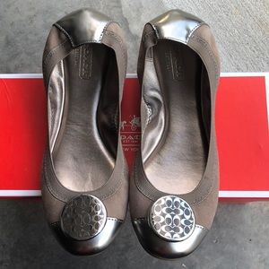 Deanna Suede Slate Coach Flats